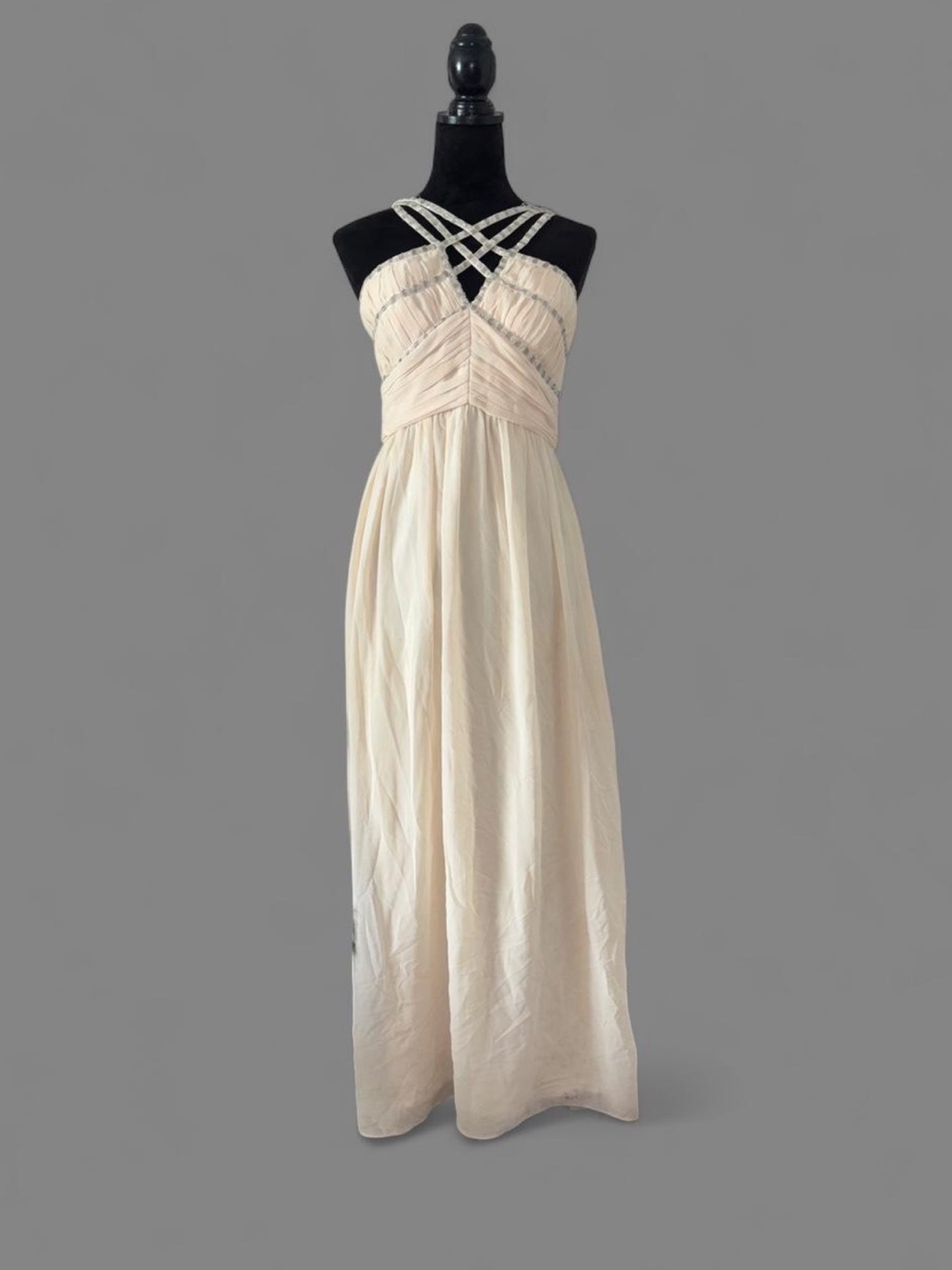 Minuet Cream Crisscross Strap Maxi Dress